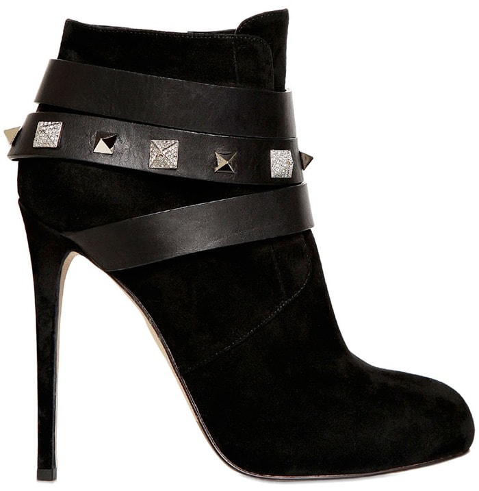 Le Silla 120 mm Swarovski-Belted Boots in Black