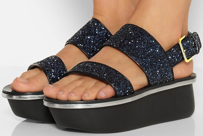 Marni Glitter-finished leather sandals