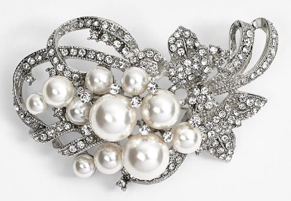 Nina 'Jaela' Faux Pearl Crystal Brooch