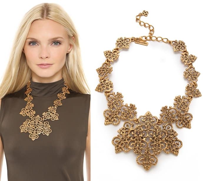 Oscar de la Renta Gold Lace Necklace