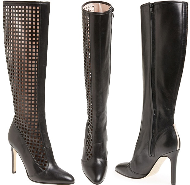Inspired by iconic costume designer and stylist Patricia Field, this stunning knee-high leather boot nods to the fashion pioneer's standout aesthetic