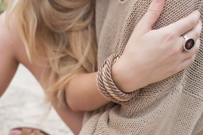 Ewa shows off her statement ring and rope-like bracelet