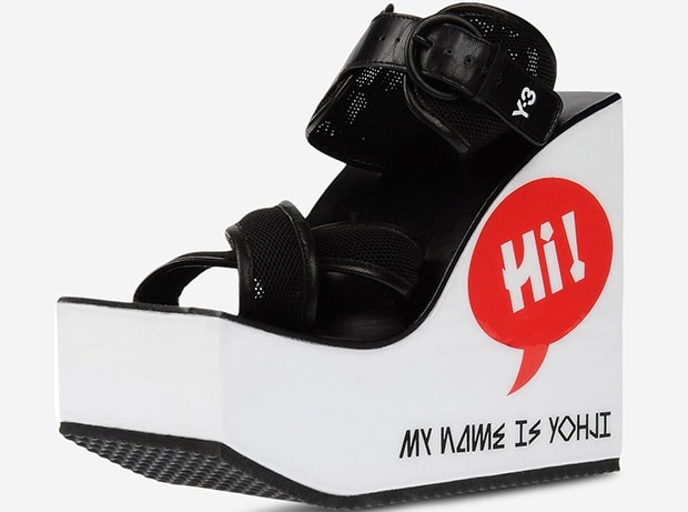 Y-3 Wedge Sandals in Black and White