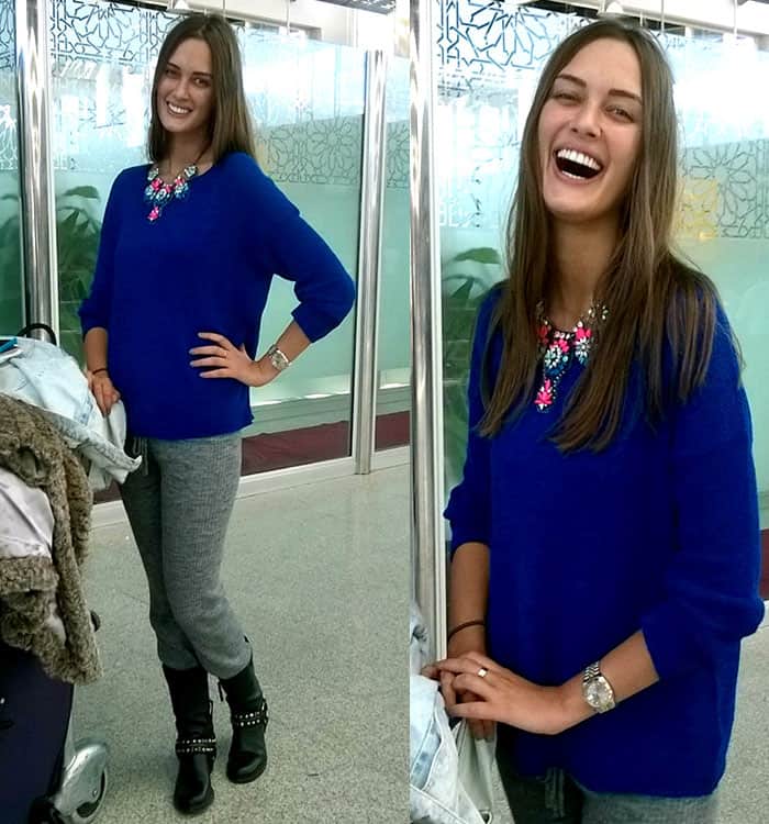 Amina wears an edgy and charming multicolored necklace