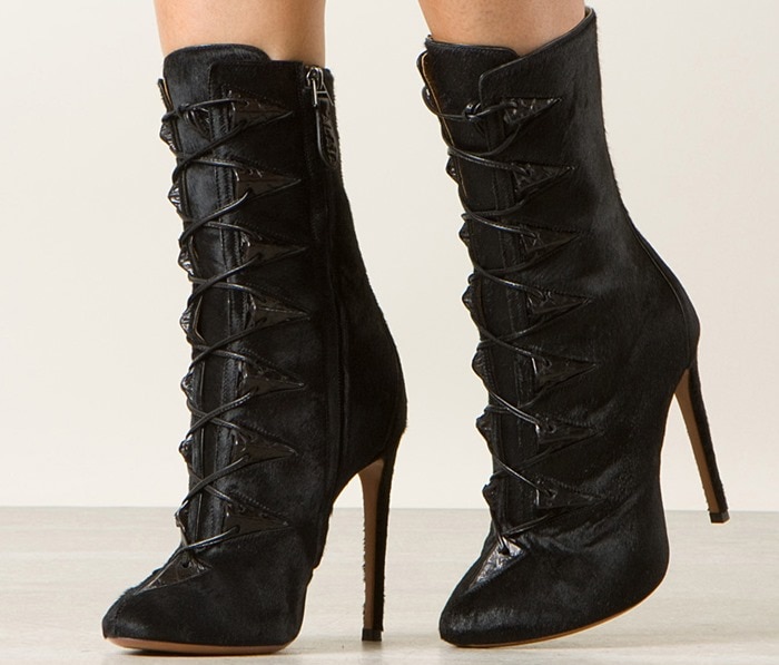 Azzedine Alaïa Black Pony and Python High Ankle Boots