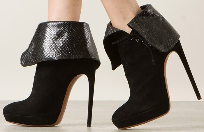 Azzedine Alaïa Black Suede and Python Ankle Boots