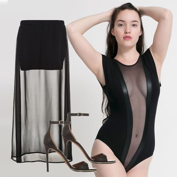 Mesh bodysuit outfit