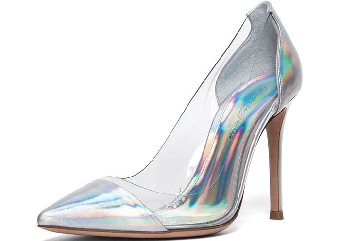 Gianvito Rossi Leather Plexi Metallic Pumps in Silver