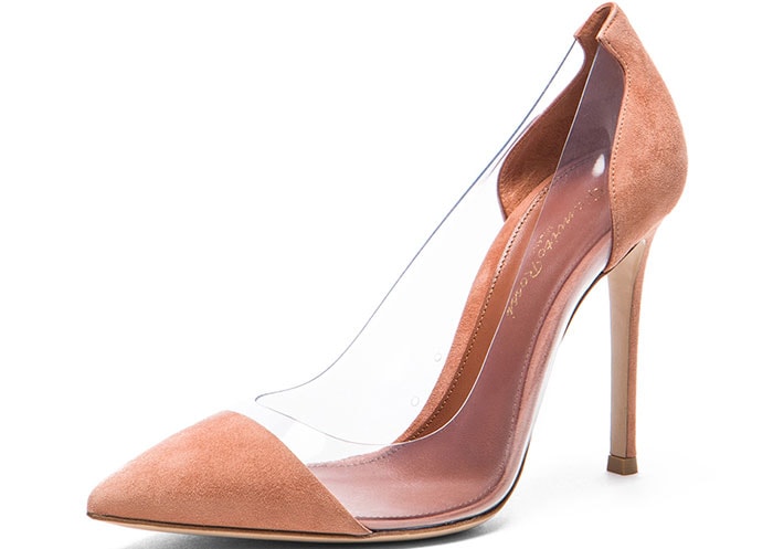 Gianvito Rossi Suede Plexi Pumps in Spice