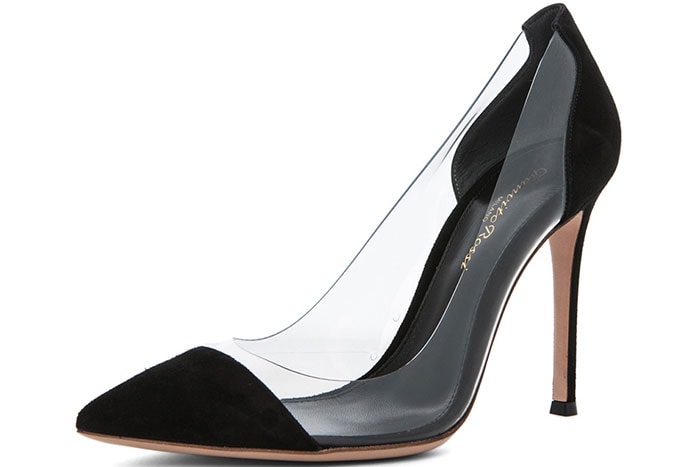 Gianvito Rossi Suede Plexi Pumps in Black
