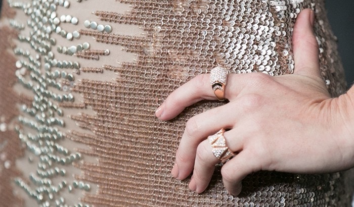 January Jones accessorized with Bulgari jewelry