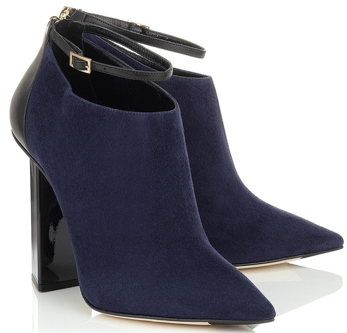 Jimmy Choo Blue Vanish Leather Booties