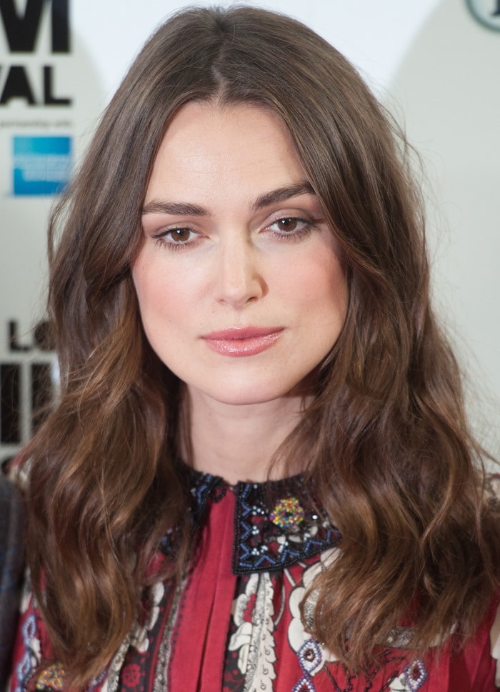 Keira Knightley at a photo call for her latest film, The Imitation Game, held at the Corinthia Hotel London during the 2014 BFI London Film Festival in London, England, on October 8, 2014