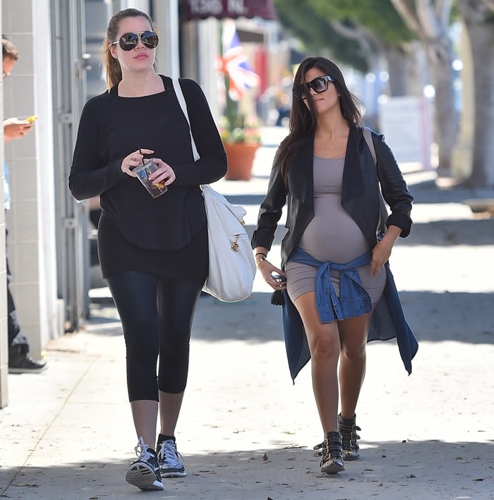 Kourtney Kardashian and Khloé Kardashian seen leaving Gemini G.E.L. in Los Angeles on September 24, 2014
