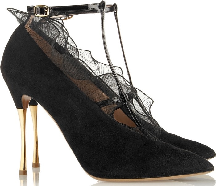 Nicholas Kirkwood Black Tbar Suede Pumps