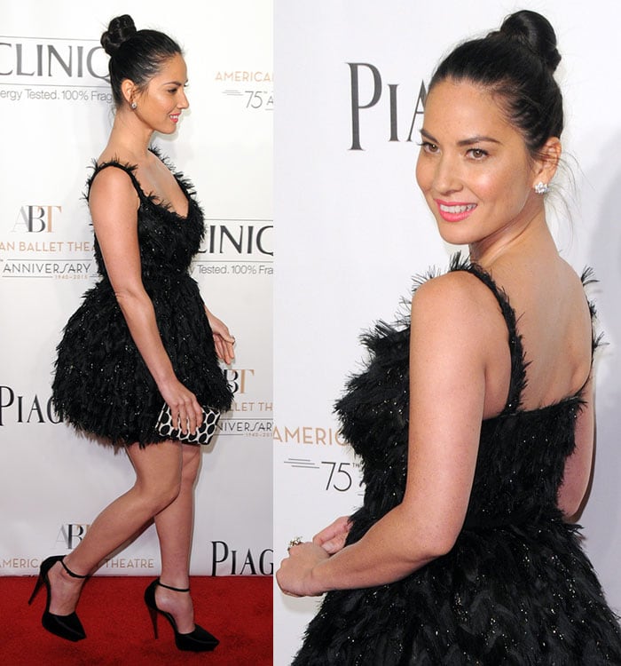 Olivia Munn's raven hair was neatly tied into a high bun like a ballerina