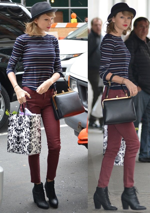 Taylor Swift rocks Miles lace-up ankle boots by Rag Bone while running errands