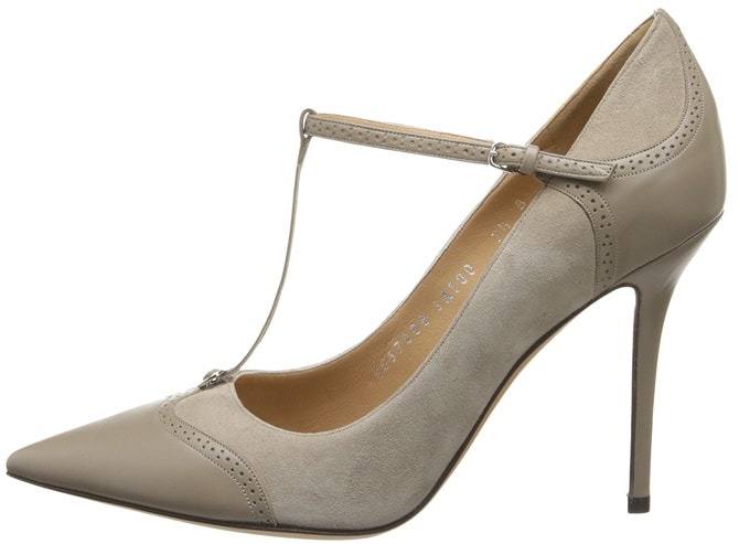 Salvatore Ferragamo "Nalia" T-Bar Pumps in Moss Suede