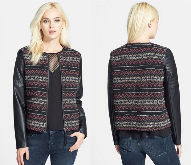 Ella Moss 'Trinity' Faux-Leather-Sleeve Jacket