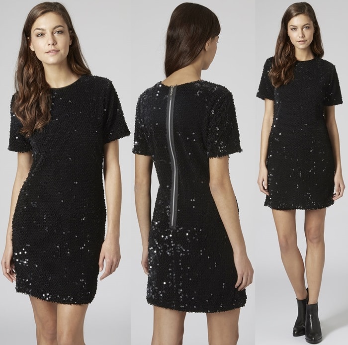 Flocked Sequin Bodycon Dress