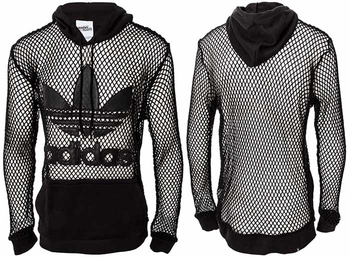 The exact Jeremy Scott for Adidas Netted Leather Logo Hoodie that Jourdan Dunn famously wore