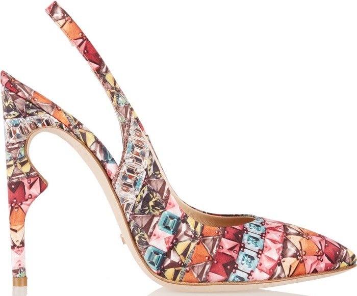 Jerome C. Rousseau Multicolor Karma Printed Satin Slingback Pumps