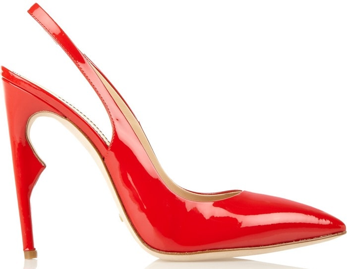 Jerome C. Rousseau Red Karma Patent Leather Slingback Pumps
