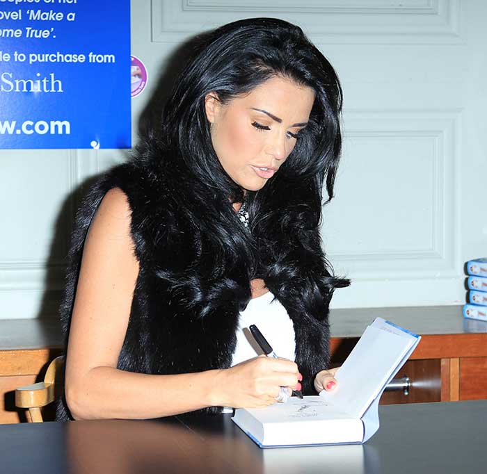 Katie Price at the Make My Wish Come True book signing at Priory Meadow in Hastings, England, on November 1, 2014