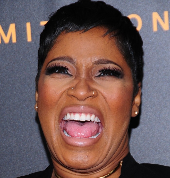 Keke Palmer shows off her perfect teeth at the premiere of 'The Imitation Game'
