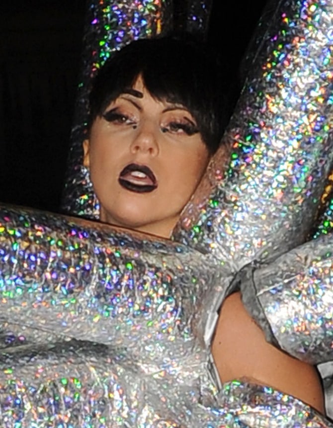 Lady Gaga looking like a snowflake as she steps out in Paris on November 24, 2014