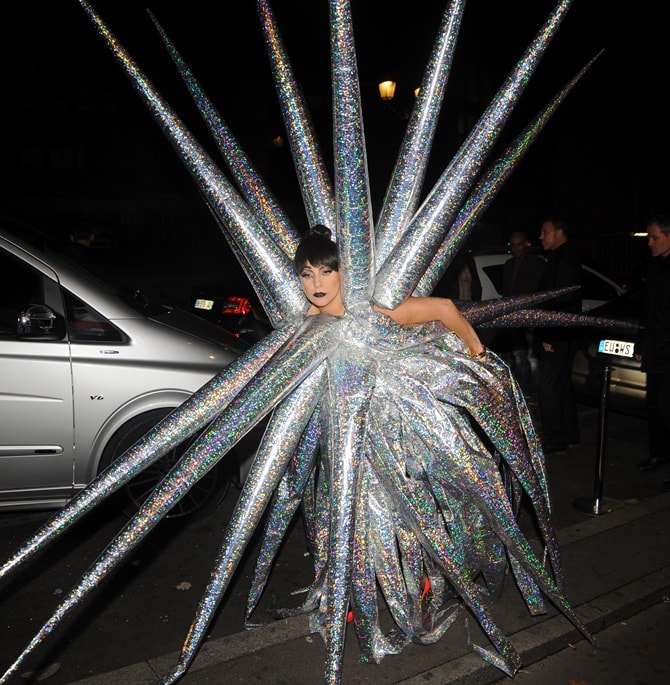Lady Gaga looking like a snowflake as she steps out in Paris on November 24, 2014