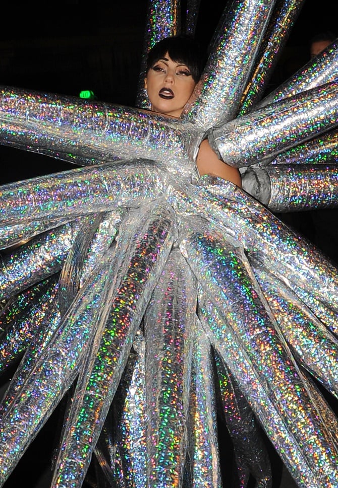 Lady Gaga looking like a snowflake as she steps out in Paris on November 24, 2014