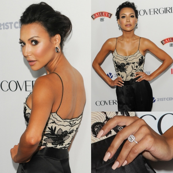 Naya Rivera shows off her 3.5-carat solitaire diamond engagement ring