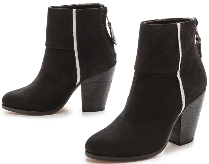 Rag Bone Black Classic Newbury Booties with Piping Grey