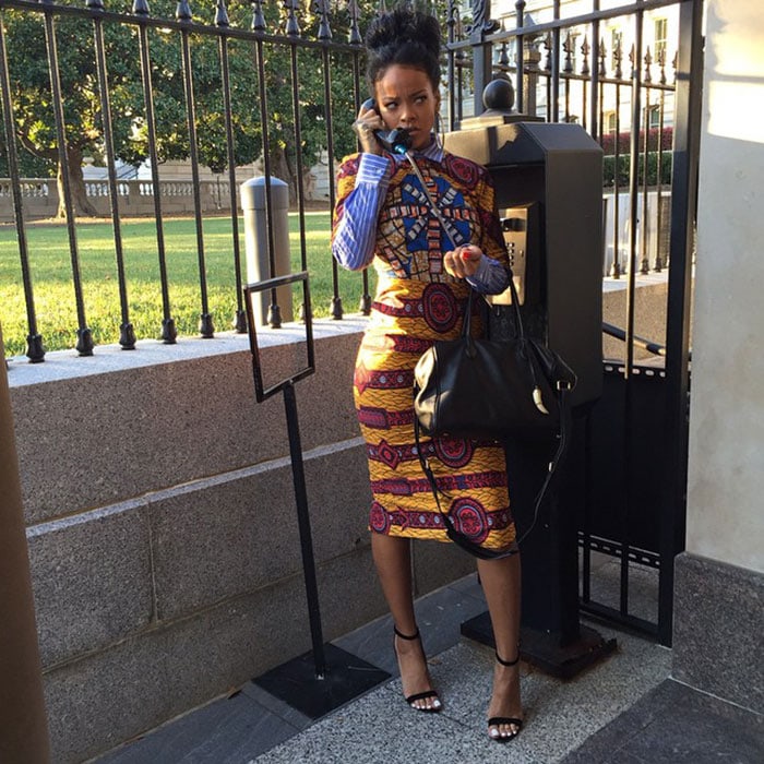 Rihanna channels her inner Olivia Pope in a striking African-inspired look
