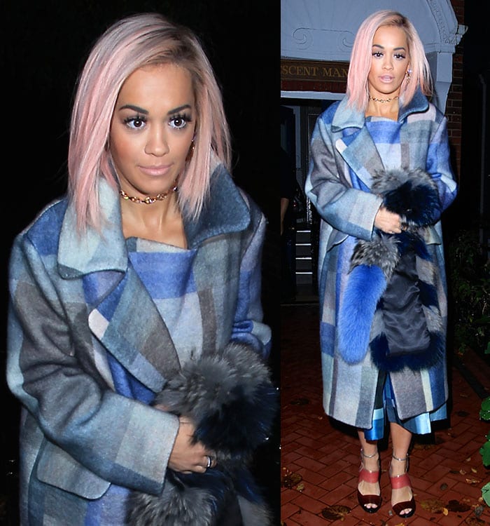 Rita Ora on her way to switch on the Christmas lights at Westfield London shopping center in London, England, on November 3, 2014