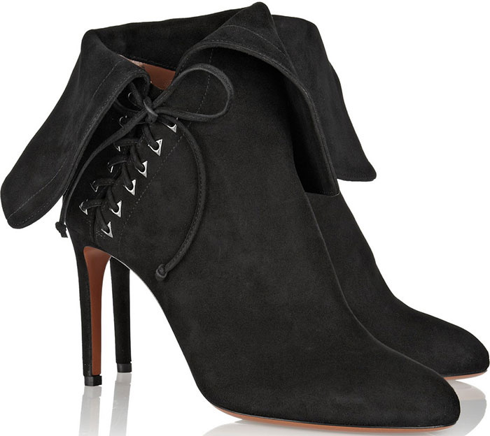 Alaia Fold-Over Suede Ankle Boots