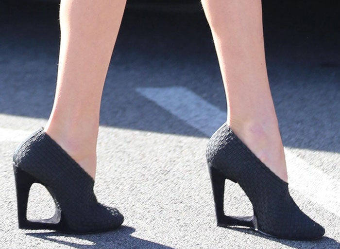 Behati Prinsloo rocks futuristic pump booties by Alexander Wang