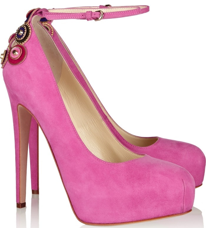 Brian Atwood Zenith lux embellished suede pumps