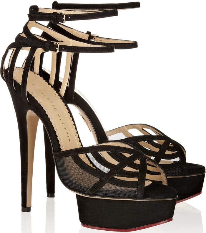 Sheer mesh inserts add structure and support to this cage-style sandal