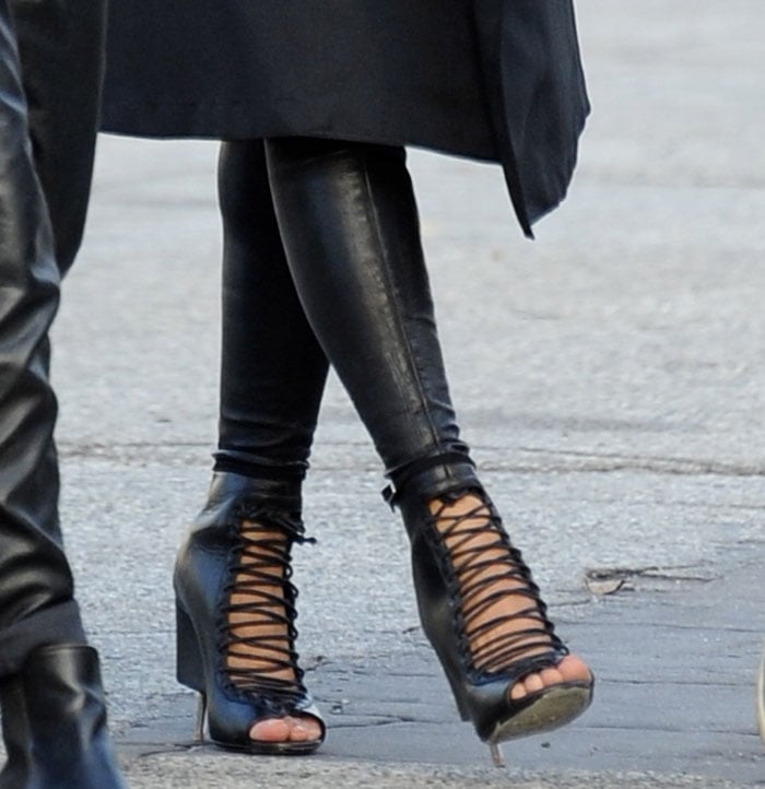 Ciara rocks bondage boots with lace-up vamps