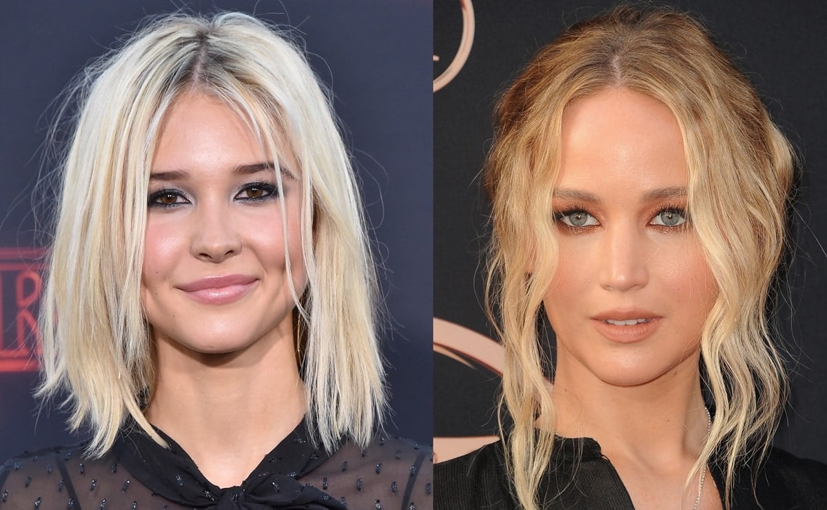 With their platinum blonde hair, almond-shaped eyes, and similarly sculpted features, Isabel May (left) and Jennifer Lawrence (right) continue to spark comparisons for their uncanny resemblance