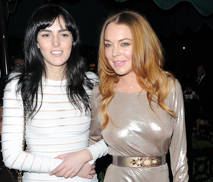 Lindsay Lohan and sister Ali Lohan at the LOVE Magazine/Balmain Christmas Party