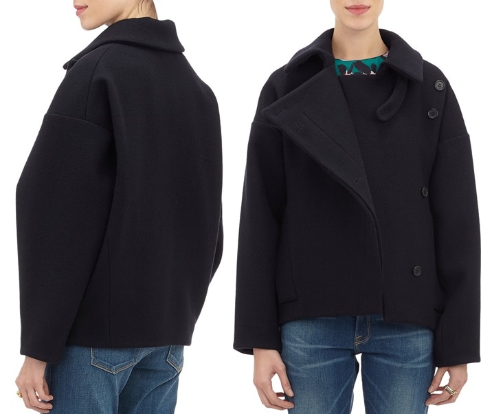 Marni Blue Asymmetric-front Felt Jacket