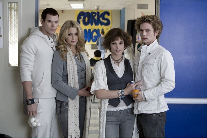 Despite being noticeably taller than the petite Alice Cullen described in the books, Ashley Greene blends seamlessly with her fellow Cullens—Kellan Lutz, Nikki Reed, and Jackson Rathbone—proving that on-screen chemistry matters more than exact height