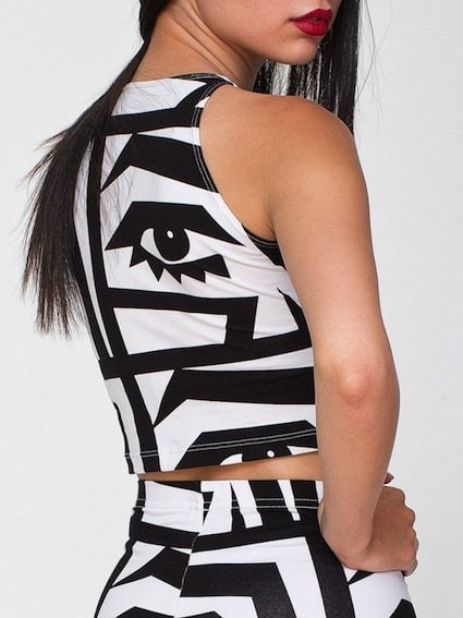 KESH X American Apparel Kesh Eye Crop Top in Black/White
