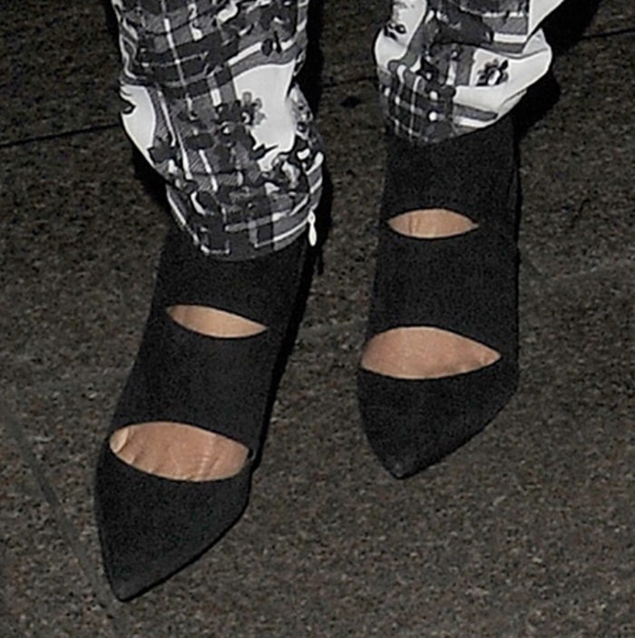 Nicole Scherzinger's bold Dune London booties feature distinctive geometric cutouts