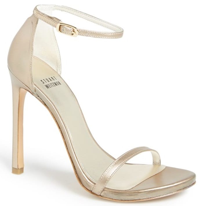 Stuart Weitzman Nudist Sandals in Beige Kid