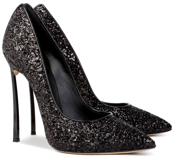 Casadei Blade Black Glitter Pumps