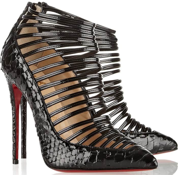 Christian Louboutin Gortik 120 python and patent-leather boots